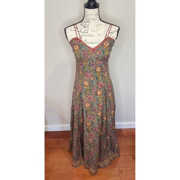 Anokhi Dresses & Skirts - Anokhi Floral Maxi Spaghetti Strap Dress Sz S 100% cotton